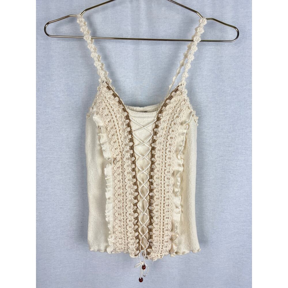 Vintage Nazca Top Crochet Boho Cami Tank Cotton Indie Hippie Organic Earthy